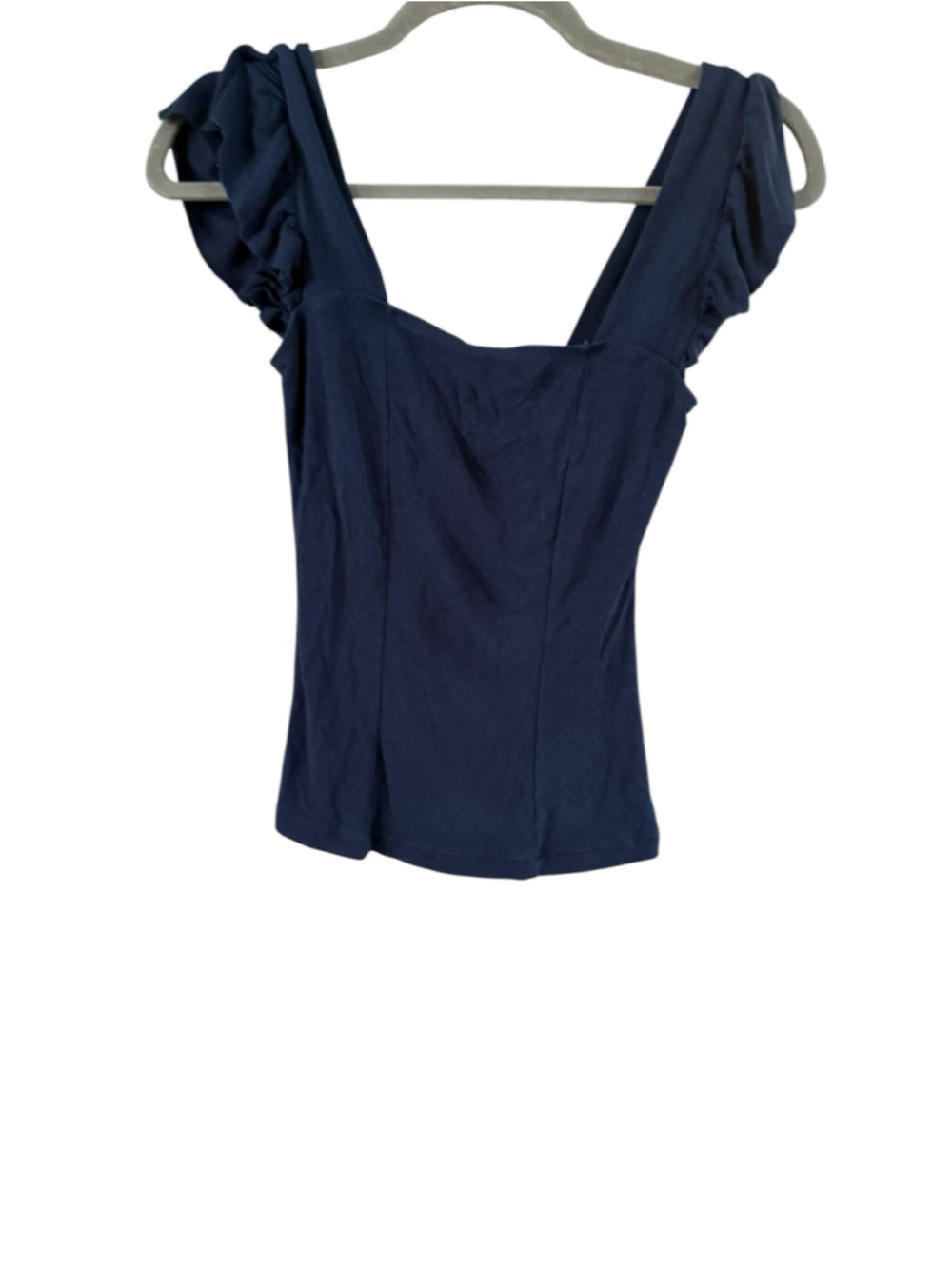 Women's Sisley Navy Ruffle Strap Tank Top Size S
